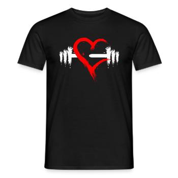 Dumbbell with heart - Men's T-Shirt - black - Front - AI Model Male 178 light (178cm)