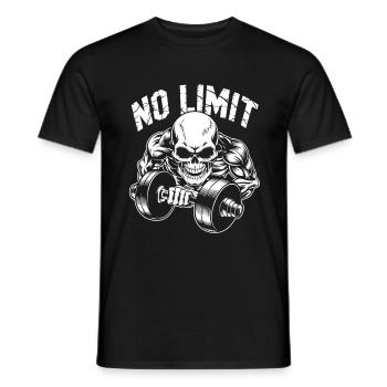 Bodybuilding Skull Workout and No Limit - Men's T-Shirt - black - Front - AI Model Male 178 light (178cm)