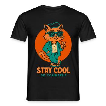 Bleib cool Katze - Männer T-Shirt - Schwarz - Vorne - AI Model Male 178 light (178cm)