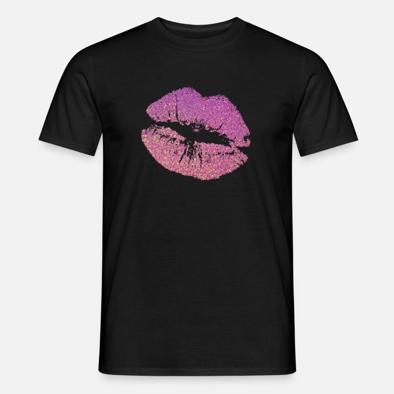 Glitzer Lippen - Männer T-Shirt - Schwarz
