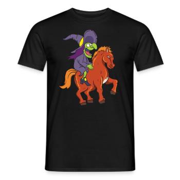 Sorcière Halloween avec cheval - T-shirt homme - noir - Devant - AI Model Male 178 light (178cm)