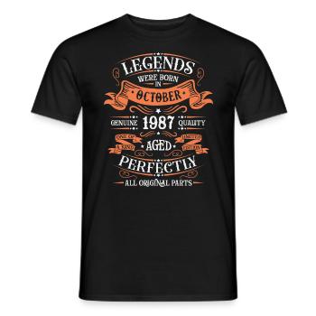 Legends Were Born In October 1987 Gift - Men's T-Shirt - black - Front - AI Model Male 178 light (178cm)