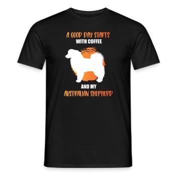 Australian Shepherd Geschenk - Männer T-Shirt - Schwarz - Vorne - AI Model Male 178 light (178cm)