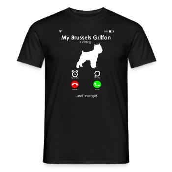 Bruxelles Griffon amoureux chien propriétaire papa maman - T-shirt homme - noir - Devant - AI Model Male 178 light (178cm)