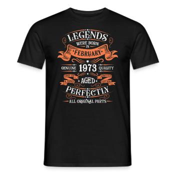 The legends were born in February 1973 Gift - Men's T-Shirt - black - Front - AI Model Male 178 light (178cm)