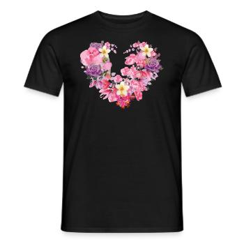 blüte,herz,blumenherz,blumen,rot - Männer T-Shirt - Schwarz - Vorne - AI Model Male 178 light (178cm)