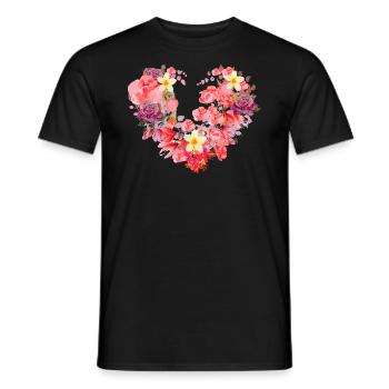 blüte,herz,blumenherz,blumen,rot - Männer T-Shirt - Schwarz - Vorne - AI Model Male 178 light (178cm)