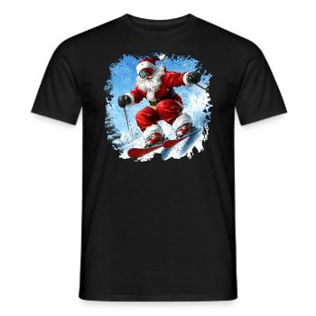 Christmas Skiers - Men's T-Shirt - black - Front - AI Model Male 178 light (178cm)