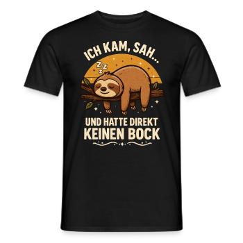 Paresseux, je suis venu, j’ai vu et je n’en ai pas eu envie tout de suite - T-shirt homme - noir - Devant - AI Model Male 178 light (178cm)