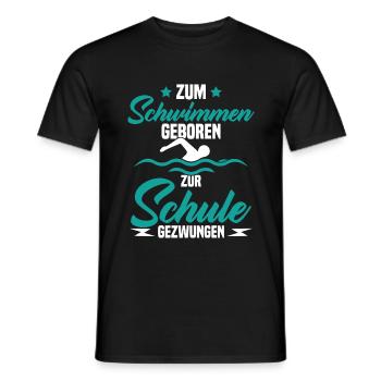 Né pour nager Forcé d'aller à l'école - T-shirt homme - noir - Devant - AI Model Male 178 light (178cm)