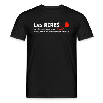 "The laughter that resonates offers something..." - Men's T-Shirt - black - Front - AI Model Male 178 light (178cm)