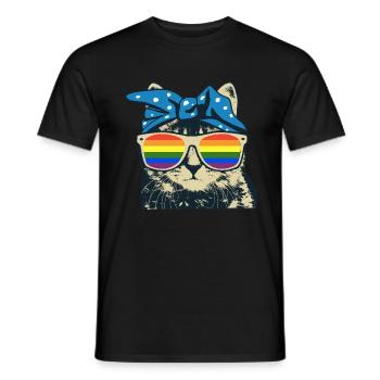 Arc en ciel de chat - T-shirt homme - noir - Devant - AI Model Male 178 light (178cm)