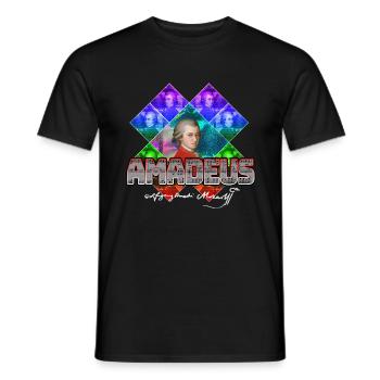 Mozart Pop-Art | Wolfgang Amadeus Mozart Geschenk - Männer T-Shirt - Schwarz - Vorne - AI Model Male 178 light (178cm)