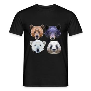 Polygon Bear Brown Bear Black Bear Polar Bear Panda Bear - Men's T-Shirt - black - Front - AI Model Male 178 light (178cm)