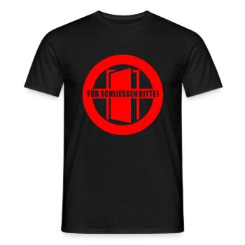 Tuer schliessen bitte | Tür schließen bitte - Männer T-Shirt - Schwarz - Vorne - AI Model Male 178 light (178cm)
