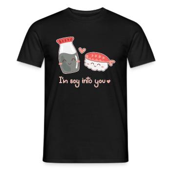 Sushi Soy Sauce Love Valentine's Day Couple Prawn - Men's T-Shirt - black - Front - AI Model Male 178 light (178cm)