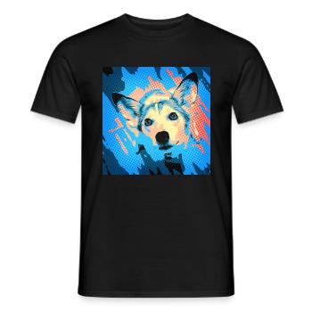 Dog comic podenco mix "Wilma" - Men's T-Shirt - black - Front - AI Model Male 178 light (178cm)