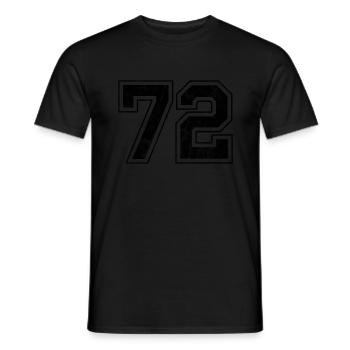 Number 72 - Men's T-Shirt - black - Front - AI Model Male 178 light (178cm)