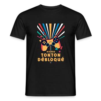 niveau tonton débloqué, annonce grossesse gamer - T-shirt homme - noir - Devant - AI Model Male 178 light (178cm)