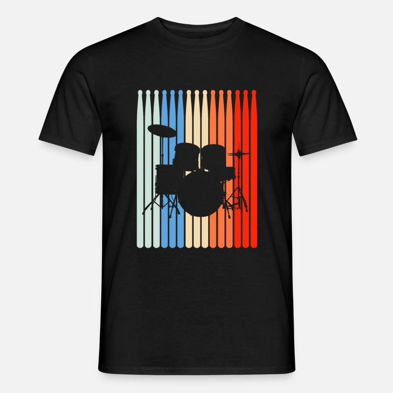 Schlagzeug Retro Drumset Drumsticks - Männer T-Shirt - Schwarz
