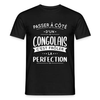 Congolais - Frôler la perfection - Congo - T-shirt homme - noir - Devant - AI Model Male 178 light (178cm)