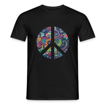 Rétro Design Signe de paix Signe de paix - T-shirt homme - noir - Devant - AI Model Male 178 light (178cm)