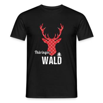 Thüringer Wald Hirsch - Männer T-Shirt - Schwarz - Vorne - AI Model Male 178 light (178cm)