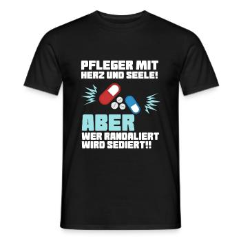 Pflege mit Herz - Altenpfleger Krankenpfleger - Männer T-Shirt - Schwarz - Vorne - AI Model Male 178 light (178cm)