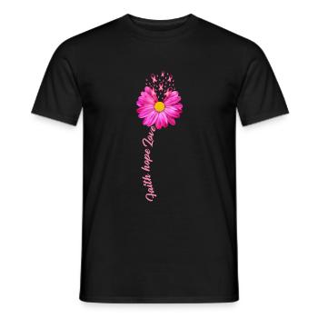 Breast Cancer Cancer Pink Ribbon Flower - Men's T-Shirt - black - Front - AI Model Male 178 light (178cm)