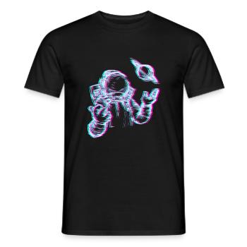 Glitch astronaut in space - Men's T-Shirt - black - Front - AI Model Male 178 light (178cm)
