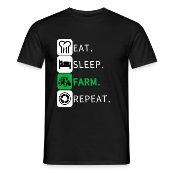 Eat Sleep Farm Wiederholung Farmer Farming Lustige - Männer T-Shirt - Schwarz - Vorne - AI Model Male 178 light (178cm)
