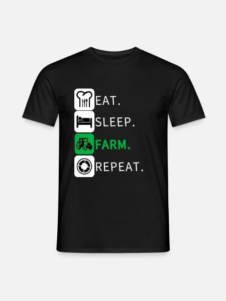 Eat Sleep Farm Repeat Farmer Farming Funny - Men's T-Shirt - black
