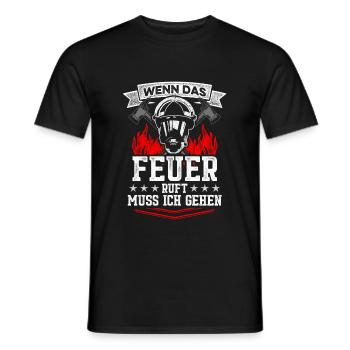 Feuerwehr Spruch I Das Feuer ruft - Männer T-Shirt - Schwarz - Vorne - AI Model Male 178 light (178cm)