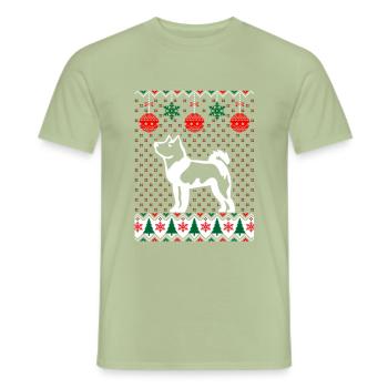 Chien Akita de Noël - T-shirt homme - vert sauge - Devant - AI Model Male 178 light (178cm)