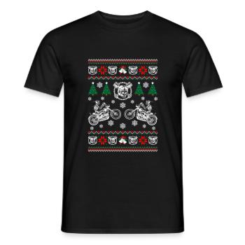 Biker Ugly Christmas - Men's T-Shirt - black - Front - AI Model Male 178 light (178cm)