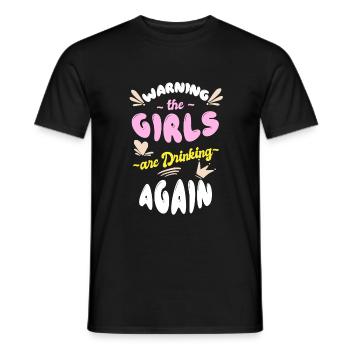 Attention, les filles boivent à nouveau - T-shirt homme - noir - Devant - AI Model Male 178 light (178cm)
