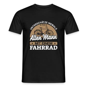 Unterschätze niemals einen alten Mann mit Fahrrad - Männer T-Shirt - Schwarz - Vorne - AI Model Male 178 light (178cm)