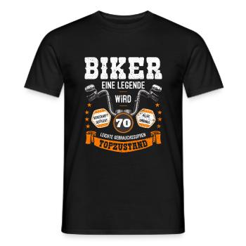 Biker Motorrad Motorradfahrer 70. Geburtstag - Männer T-Shirt - Schwarz - Vorne - AI Model Male 178 light (178cm)