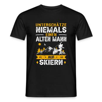 Alter Mann Skifahren Skier Ski Wintersport Berge - Männer T-Shirt - Schwarz - Vorne - AI Model Male 178 light (178cm)
