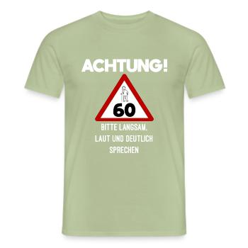 Alter Mann Achtung 60 Jahre 60. Geburtstag - Männer T-Shirt - Sage - Vorne - AI Model Male 178 light (178cm)