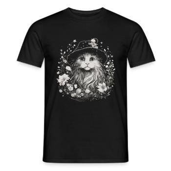 Chat Sorcier Cottagecore - T-shirt homme - noir - Devant - AI Model Male 178 light (178cm)