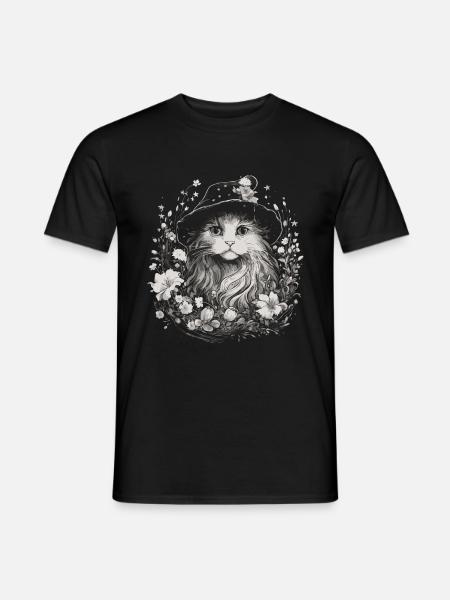 Katze zauberer cottagecore - Männer T-Shirt - Schwarz