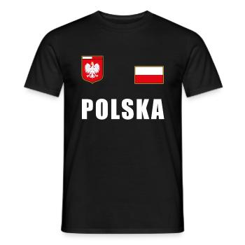 Poland Soccer T-Shirt Jersey Fanshirt Fans - Men's T-Shirt - black - Front - AI Model Male 178 light (178cm)