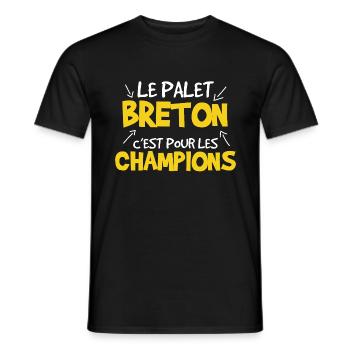 Le palet breton c'est pour les champion - T-shirt homme - noir - Devant - AI Model Male 178 light (178cm)