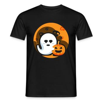 Ghost Pumpkin Friendship Halloween Spooky - Men's T-Shirt - black - Front - AI Model Male 178 light (178cm)