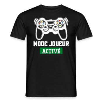 Humour Jeux Vidéo Mode Joueur Activé Cadeau Gamer - T-shirt homme - noir - Devant - AI Model Male 178 light (178cm)