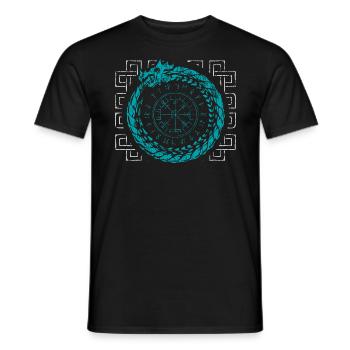 Nordischer Wikinger Drachen Kompass - Männer T-Shirt - Schwarz - Vorne - AI Model Male 178 light (178cm)
