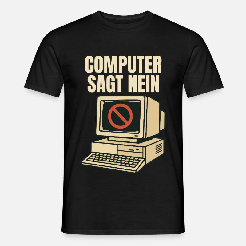 Computer sagt nein - Retro Design - Männer T-Shirt - Schwarz