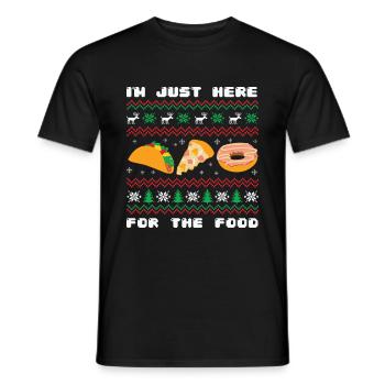 Ugly Christmas Sweater Here For Food - Männer T-Shirt - Schwarz - Vorne - AI Model Male 178 light (178cm)