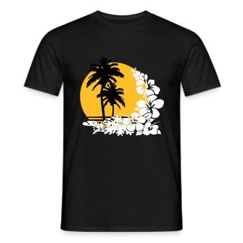 palm sunset - Men's T-Shirt - black - Front - AI Model Male 178 light (178cm)